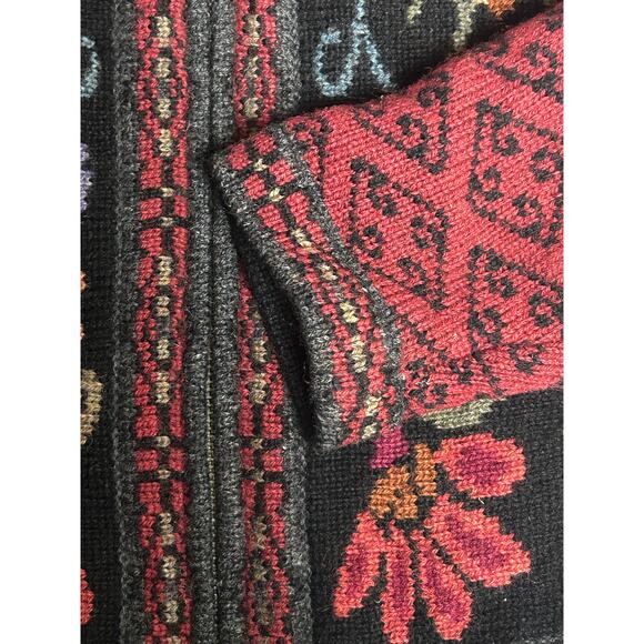 Icelandic Design Women's Sweater Medium Wool Full Zip Floral Lined - Picture 6 of 8